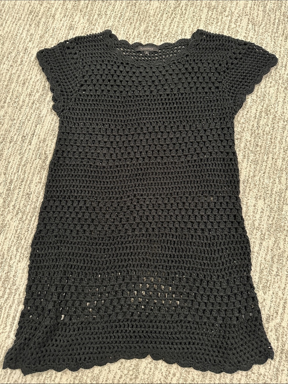 Olivaceous Black Crochet Swim Coverup